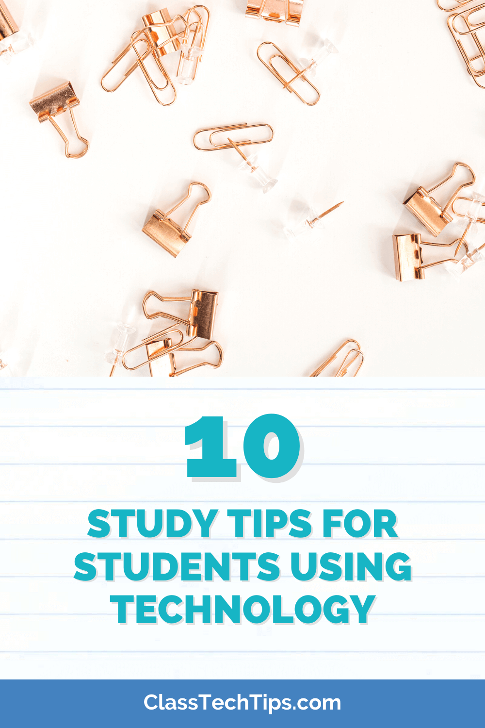 Desk scattered with paperclips, symbolizing a blog post about integrating technology with study tips for students.