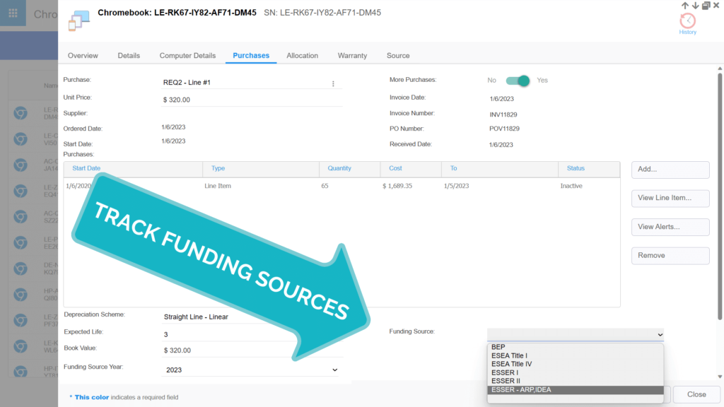 Detailed view of VIZOR's software dashboard, focusing on features that assist in managing school IT budgets and decreasing administrative tasks.