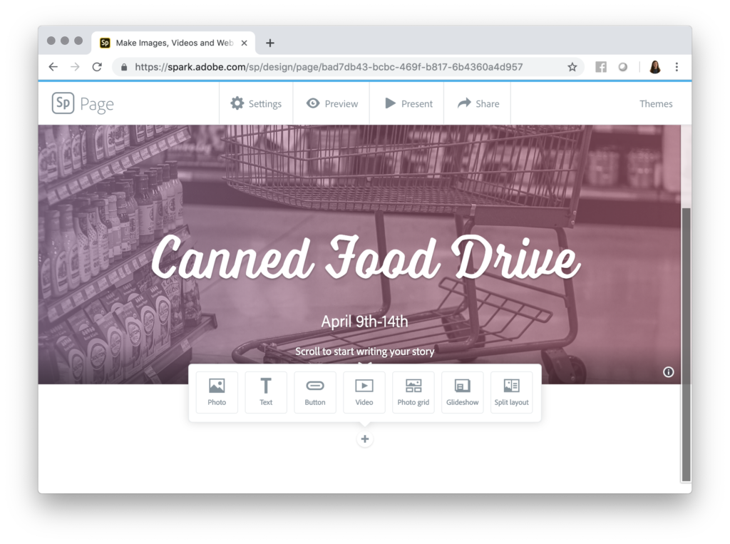 Learn how to share pictures of student work with Adobe Spark Page. You can snap pictures, share text, and so much more with this website creator.